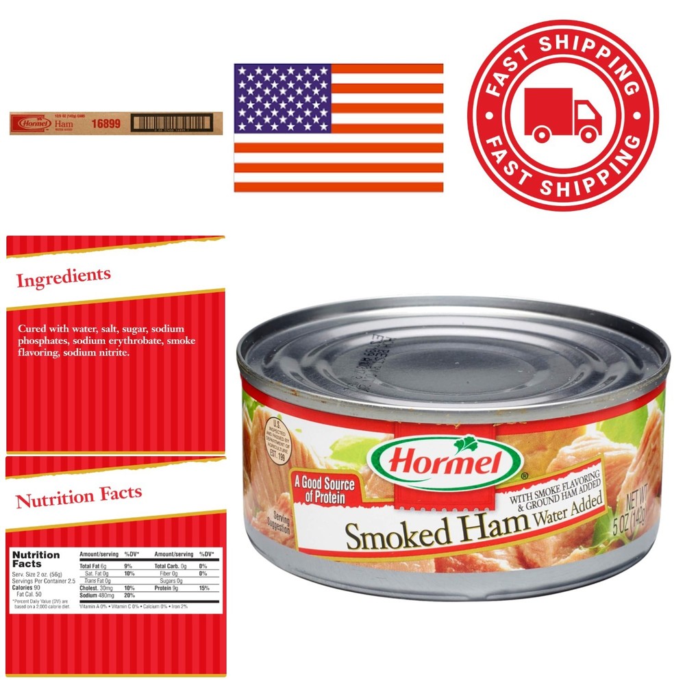 Smoked Canned Ham 5 Ounce Pack of 12 Fully Cooked Gluten Free Meat Chunks