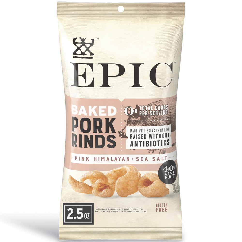 Baked Pork Rinds Pink Salt Keto Protein Snack 2.5 oz Gluten Free
