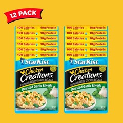 Convenient Pack of 12 Roasted Garlic & Herb Chicken Pouches, Low-Calorie Meal