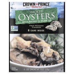 Smoked Oysters, In Olive Oil, 6 Cans, 3 oz (85 g) Each