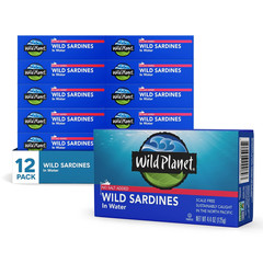 12pk Wild Sardines in Water 4.4oz No Salt Added Non-GMO Sustainable Fish – US