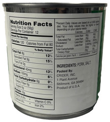 Lot of (2) Crider Fully Cooked Ground Pork / Canned 24oz 1LB / BB 03/03/2028