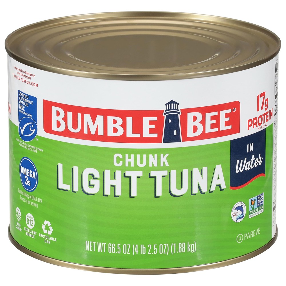 Chunk Light Tuna In Water, 66.5 oz Bulk Food Service Can – Wild Caught Skipja…