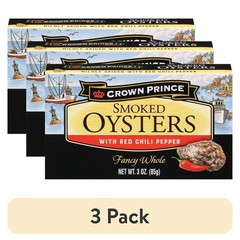 (3 pack) Crown Prince Smoked Oysters with Red Chili Pepper, 3 oz Can