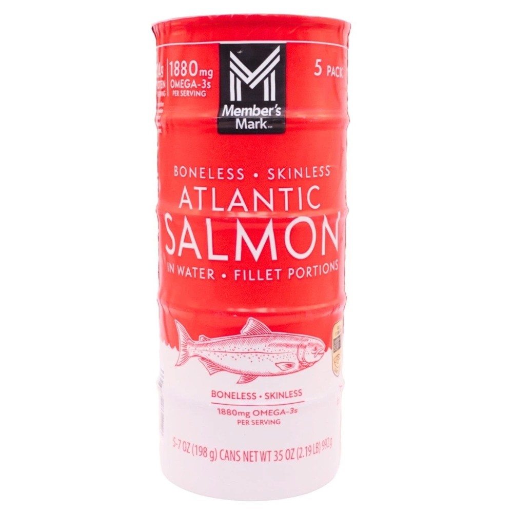 Member’s Mark Canned Atlantic Salmon 7oz 5 Pack Ready to Eat Premium Seafood