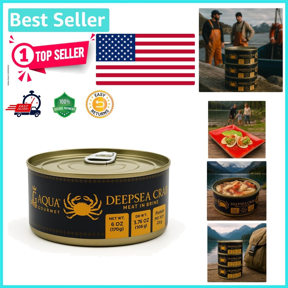 Convenient 6 oz Canned Deepsea Crab Meat – High Protein Gourmet Delight