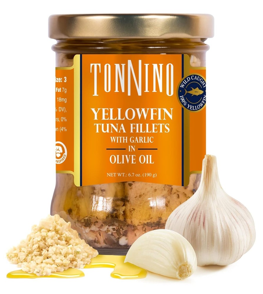 Tonnino Gourmet Tuna Fillets in Spring Water, 6.7 oz Glass Jar