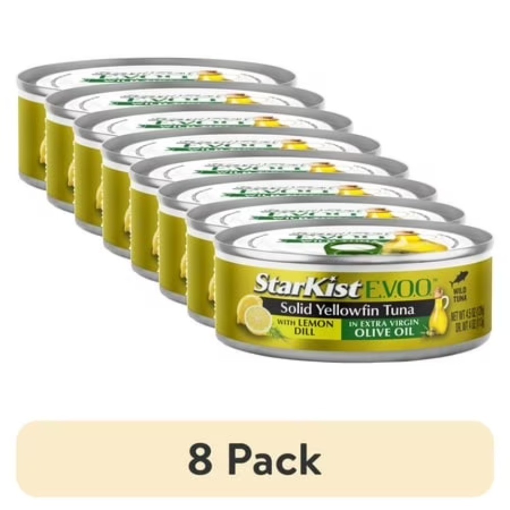 (8 pack)Solid Yellowfin/Light Tuna in Extra Virgin Olive Oil, Lemon Dill, 4.5 oz