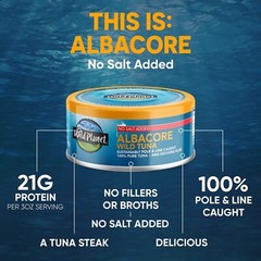Atun Blanco Salvaje, Sin Sal Agregada, Atun Enlatado, Pescado Con Cana Y Lin…