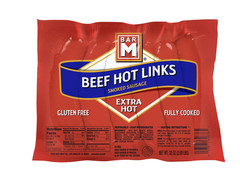 2-Pack 32oz Each Bar M Extra Hot Beef Hot Links Sausage 64oz (4 Pounds) Total*