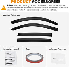 Shatterproof Taped-On Window Deflectors for Honda HR-V 2023-2025 with Black Trim