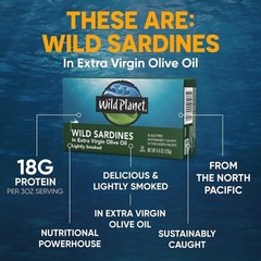 Wild Pacific Tinned Sardines In Extra Virgin Olive Oil Lightly Smoked Scale Free
