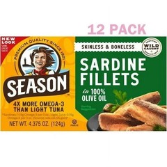 Season Skinless & Boneless Sardines in Olive Oil, 6-count, Total 52.5 oz