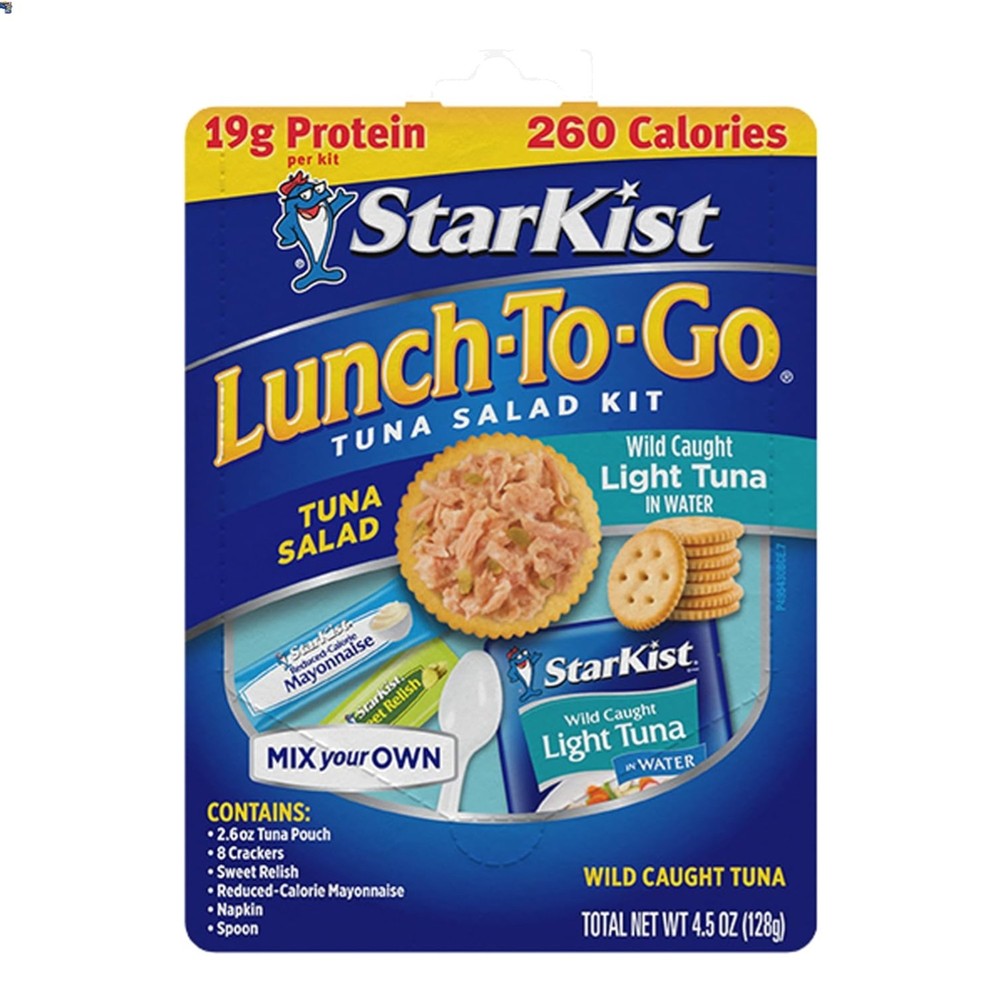 Lunch-To-Go Mix Your Own Tuna Salad, Chunk Light Tuna Pouch, 4.5 Ounce Kit, 1…
