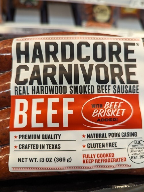 Hardcore Carnivore Beef Sausage 13 Oz (4 Pack)