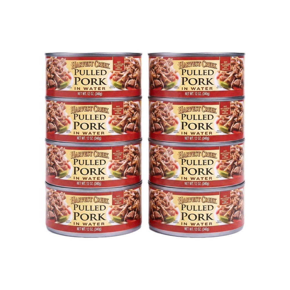 Harvest Creek Pulled Pork in Water 12 oz Cans 8 Pk Bulk Canned Meat Ready to Eat